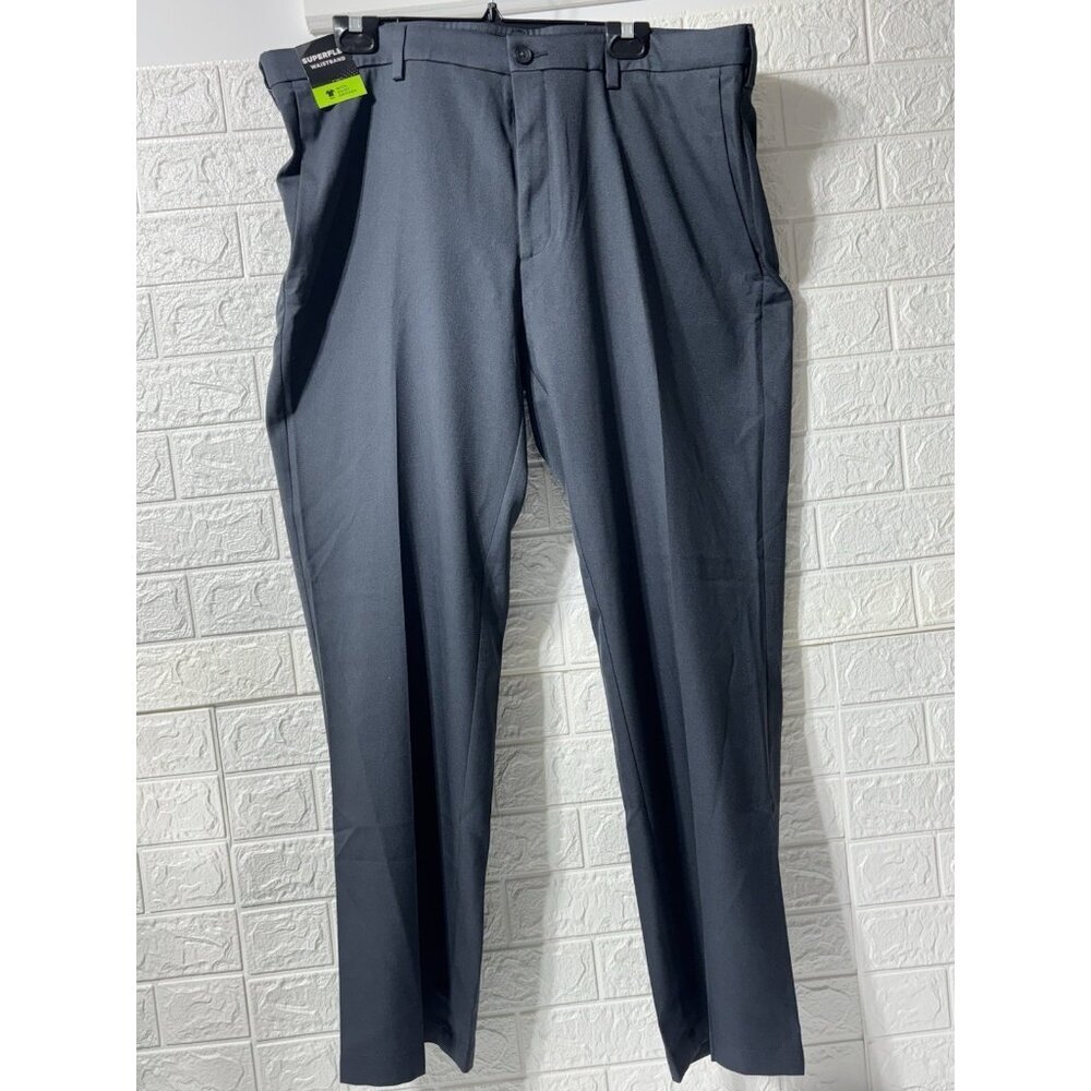 HAGGAR Men Premium Cool18  Dress Pant Straight Fit, Navy, Size 40X32